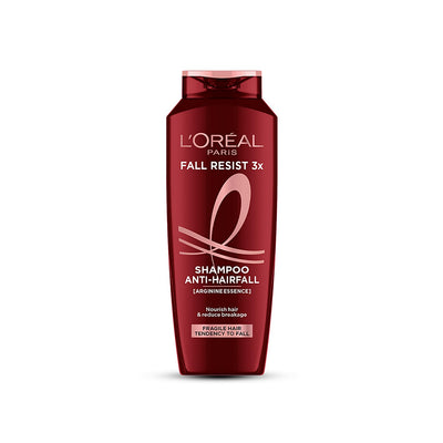 L'Oréal Paris Anti-Hair Fall Shampoo, Reinforcing & Nourishing for Hair Growth, For Thinning & Hair Loss, With Arginine Essence and Salicylic Acid, Fall Resist 3X, 180 ml - red