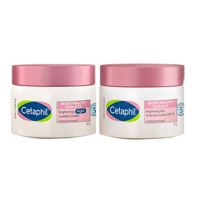 Cetaphil Brightening Day and Night Protection Cream, White, 50 ml Combo - red