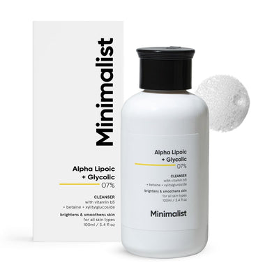 Minimalist 7% ALA + Glycolic Brightening Face Wash | Cleanser with ALA For Glowing Skin, AHA for Exfoliation and Vitamin B5 For Hydration | Sulphate-free | Fragrance-free | For Women & Men | 100 ml - red