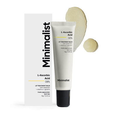 Minimalist Lip Treatment Balm for Pigmented & Dark Lips | 8% L-Ascorbic Acid with Vitamin E, Radianskin & Glycerine | For Women & Men | 12 gm - red