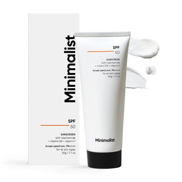 Minimalist Brightening & UV Defense Combo | 10% Vitamin C Face Serum 10ml + SPF 50 PA++++ Cream Sunscreen 50g | For All Skin Types image 2
