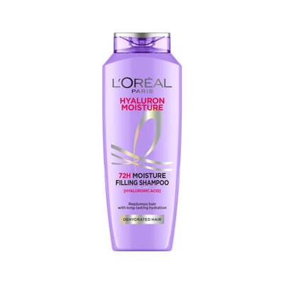 L Oréal Paris Moisture Filling Shampoo, With Hyaluronic Acid, For Dry & Dehydrated Hair, Adds Shine & Bounce, Hyaluron Moisture 72H, 340Ml. - red
