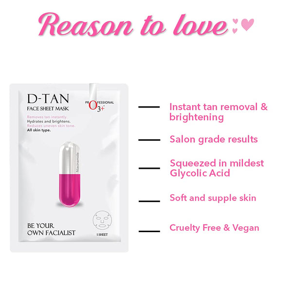 O3+ Facialist Dtan Face Sheet Mask With Niacinamide reduced dark spots, acne scars, and discoloration while giving ultimate brightening (30g) image 2