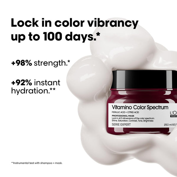 L'Oréal Professionnel Vitamino Color Spectrum Mask for all colored hair 250 ml | A moisturizing mask for colored hair that locks in day 1 color vibrancy | Contains Ferulic acid + Citric acid. image 2