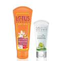 Lotus Herbals Safe Sun UV Screen Mattegel For Normal Skin Pa+++ Spf-50, 100G With Whiteglow Active Skin Whitening And Oil Control Facewash, 50G, Pack Of 1