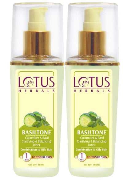 Lotus Herbals Basiltone Clarifying & Balancing Skin Toner 100ml (Pack of 2) - red