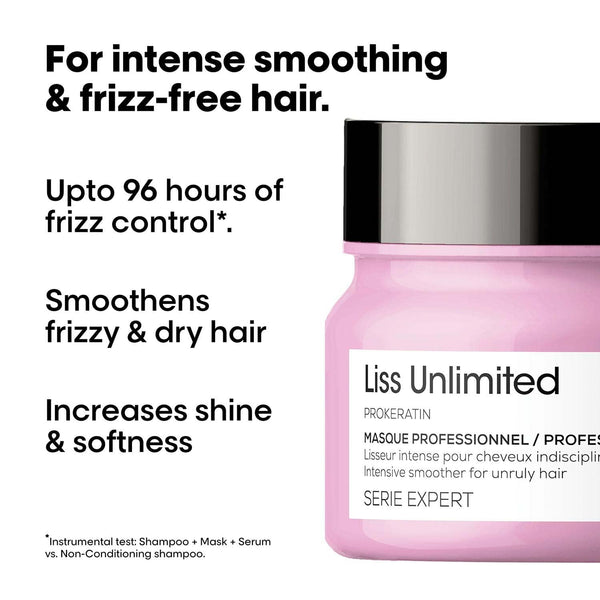 L'Oréal Professionnel Liss Unlimited Mask for Frizzy & Unruly Hair - 250ml | Intensive Smoothing Mask for Frizz-Control | Enriched with Pro-Keratin | Increases Softness & Shine image 2
