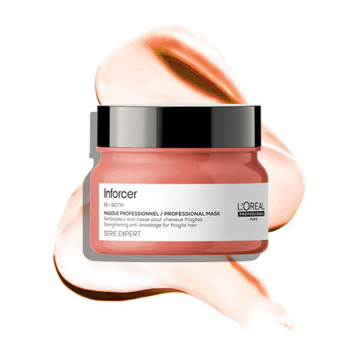 L’Oréal Professionnel Inforcer Strengthening Hair Mask with Vitamin B6 & Biotin for Weak, Brittle Hair, Serie Expert, 250gm - red