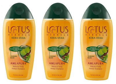 Lotus Herbals Amlapura Shikakai Amla Herbal Shampoo, 200ml x Pack of 3