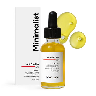 Minimalist 25% AHA + 2% BHA + 5% PHA Peeling Serum Solution for Glowing Skin, Smooth Texture & Pore Cleansing | AHA BHA PHA Peel Serum For Weekend Exfoliation | 30ml - black