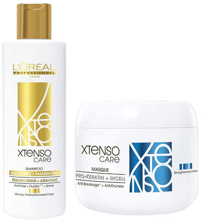 L'Oréal Professionnel Paris Xtenso Care Sulfate-Free* Shampoo 250 Ml, For All Hair Types & Xtenso Care Masque 196 Gm, For Straightened Hair - red