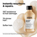 L'Oréal Professionnel Absolut Repair Shampoo for Dry & Damaged Hair - 300ml | Professional shampoo for Strengthening and Repairing Hair, With Protein & Omega-9, For Men & Women (Pack of 2)
