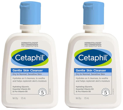 Cetaphil Face Wash Gentle Skin Cleanser for Dry to Normal, Sensitive Skin, 125 ml Hydrating Face Wash with Niacinamide, Vitamin B5 (Pack of 2) - Default Title