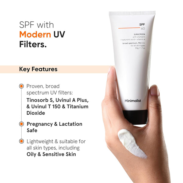 Minimalist Sunscreen SPF 60 PA ++++ | Pregnancy Safe | For Sensitive Skin | Broad Spectrum Sunscreen SPF 50+ With Potent Antioxidants & Advanced Filters | No White Cast, Non Irritant | 50 gm image 2