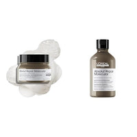 L'Oréal Professionnel Absolut Repair Molecular Sulfate-Free Deep Repairing Shampoo & Cream Mask for Damaged Hair - 300+250ml, Restores Strength With 2% Peptides Bonder & 5 Amino Acids