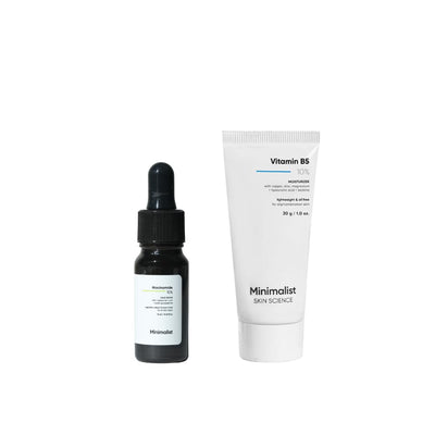 Minimalist Clear Skin & Oil Balance Skincare Bundle | Niacinamide 10% Serum + Lightweight B5 Moisturizer | For Acne-Prone, Oily & Dehydrated Skin | Non-Greasy Daily Routine - red