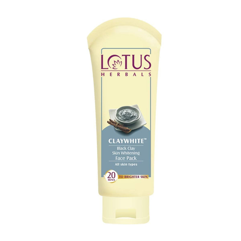 Lotus Herbals Claywhite Black Clay Face Pack | Detans Skin & Unclogs Pores | 60g (Pack of 1) - black