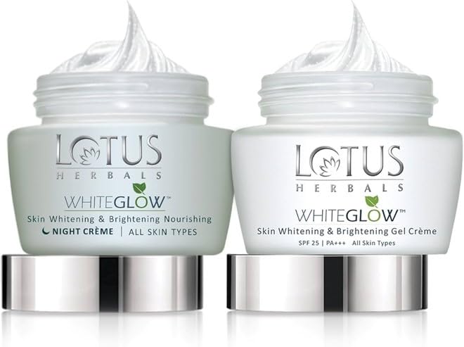 Lotus Herbals Whiteglow Gel Cream 40g, Nourishing Night Cream 40g, Set of 2 - red