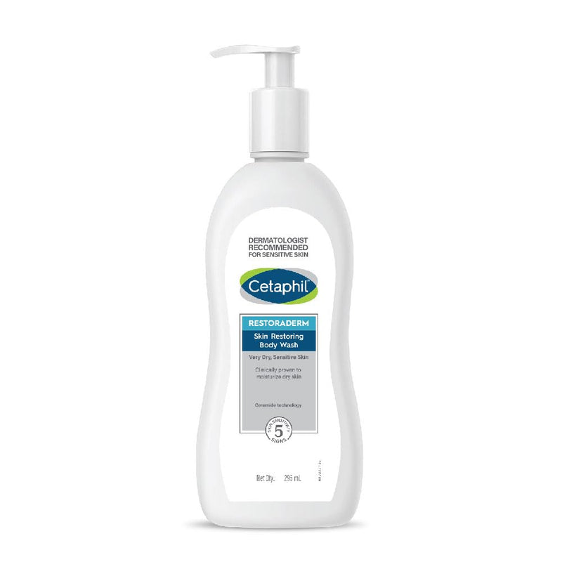 Cetaphil Restoraderm Skin Restoring Body Wash 295 ml – Gentle, Soap-Free Cleanser with Ceramides & Filaggrin-Technology, Helps Restore Skin Barrier, Soothes Very Dry & Sensitive Skin, Fragrance-Free, Hypoallergenic Daily Body Cleanser - red