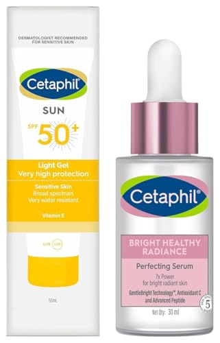 Cetaphil Bright Healthy Radiance Brightening |Glow Serum | 30ml Combination Skin Sun Spf 50 Sunscreen, Very High Protection Light Gel, Water Resistant, Vitamin E, 50 Ml, Pack Of 1 image 2