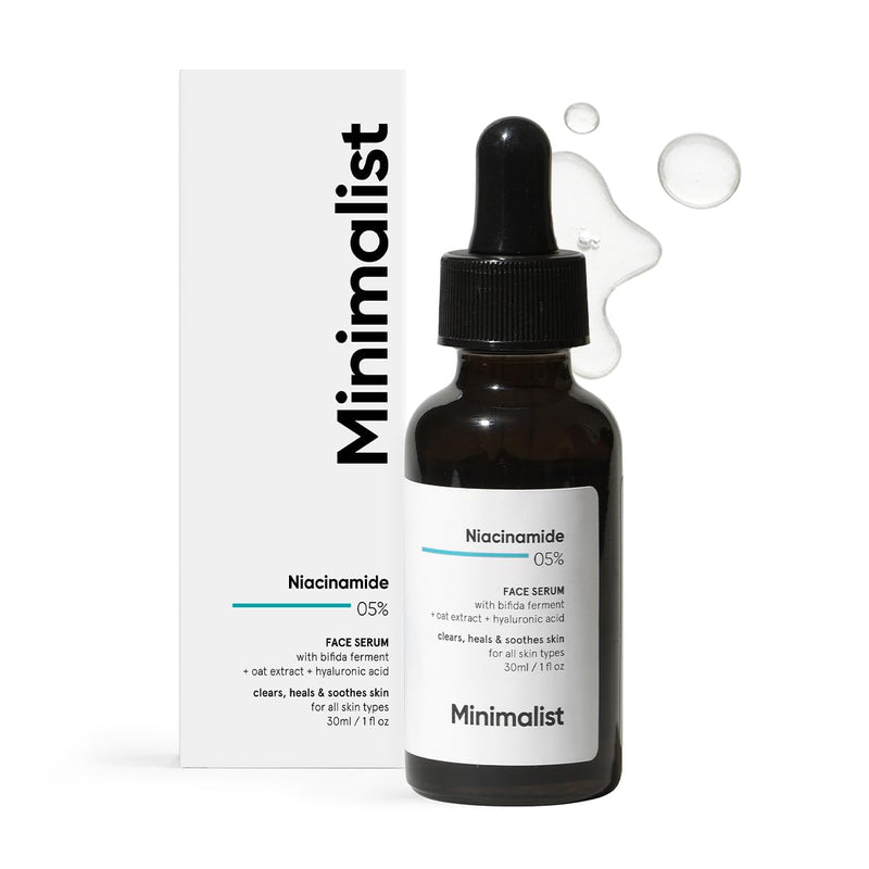 Minimalist Niacinamide 5% Serum with Hyaluronic Acid – Reduces Dark Spots, Controls Oil, Minimizes Pores, Strengthens Skin Barrier, Hydrating Daily Vitamin B3 Serum for All Skin Types (30 ml) - red