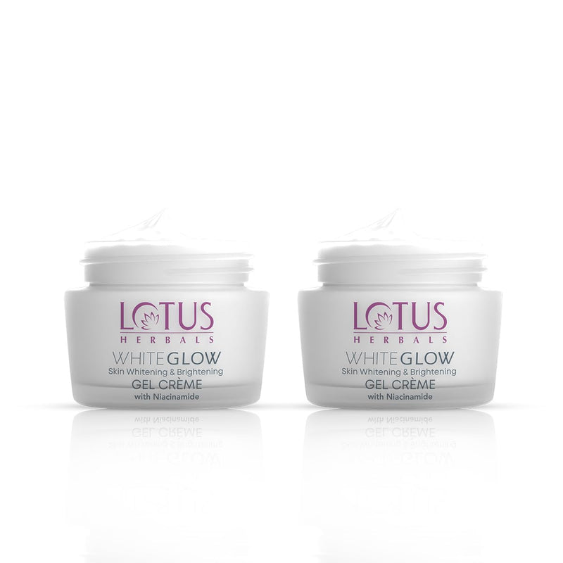 Lotus Herbals WhiteGlow Skin Whitening And Brightening Gel Cream| Hydrates, Removes Dark Spots And Tanning, Gives Radiant Glow | With Niacinamide | Face Cream For Men And Women| All Skin Types | 60g Pack of 2 - red