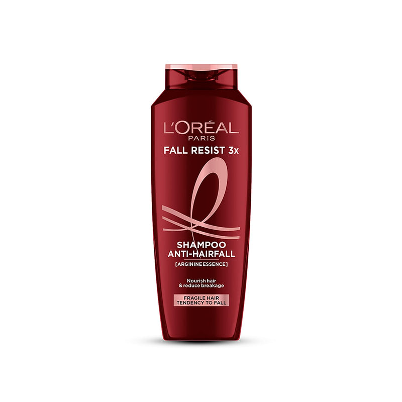 L'Oréal Paris Anti-Hair Fall Shampoo, Reinforcing & Nourishing for Hair Growth, For Thinning & Hair Loss, With Arginine Essence and Salicylic Acid, Fall Resist 3X, 180 ml - red
