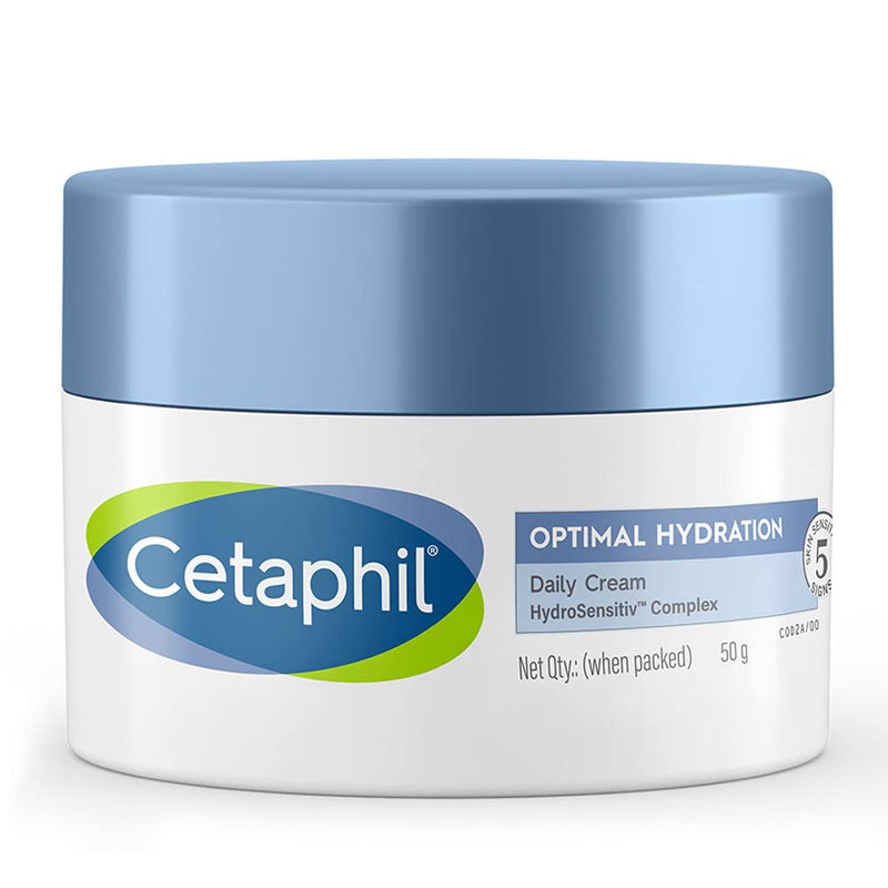 Cetaphil Optimal Hydration Daily Cream 50g | Lightweight Moisturizer & Fast Absorption | Hyaluronic Acid, Blue Daisy Extract, Niacinamide - blue