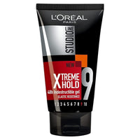 L'Oréal Paris Studio Line 9 Xtreme Hold 48HR Indestructible Hair Styling Gel for Men, Strong Hold Non-Sticky Hair Gel for Long Lasting Style, No Residue Professional Hair Styler (Pack of 2) – 150ml