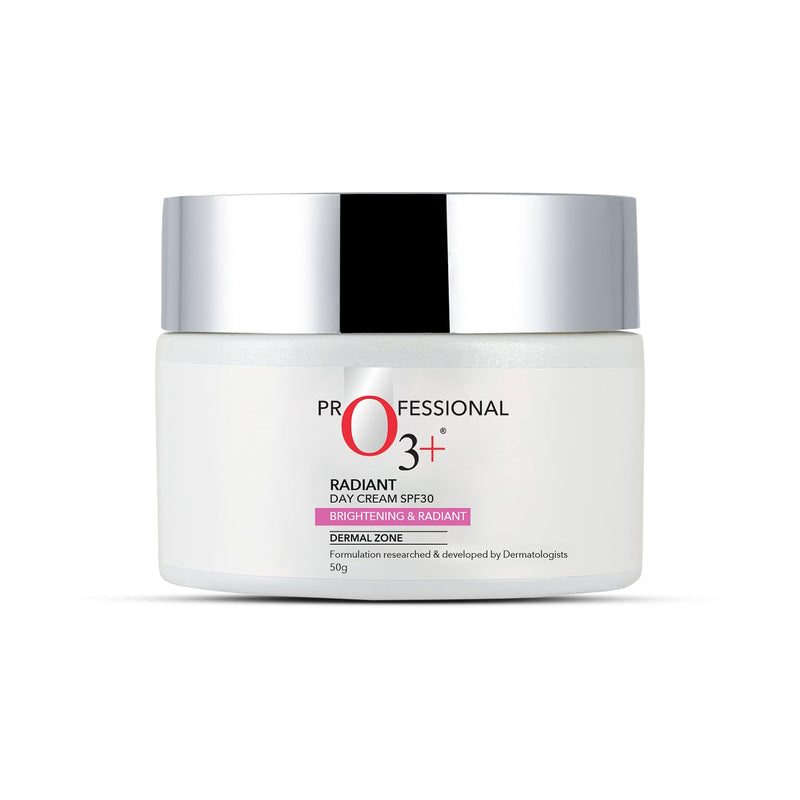 O3+ Radiant Day Cream SPF 30 | For Glowing, Even Skin Tone | Moisturises & Protects All Skin Types 50g - red