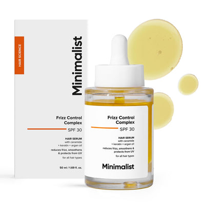 Minimalist Hair Serum for Dry Frizzy Hair with SPF 30, Keratin, Argan Oil & Ceramides| Heat Protection Serum, Smoothens & Protects From UV | Lightweight | Leave In For Women & Men | 50 ml - red