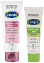 Cetaphil Brightness Reveal Creamy Cleanser - 100 g& Cetaphil Moisturising Cream for Face & Body, Dry to very dry skin, 80 gm - red — view 1