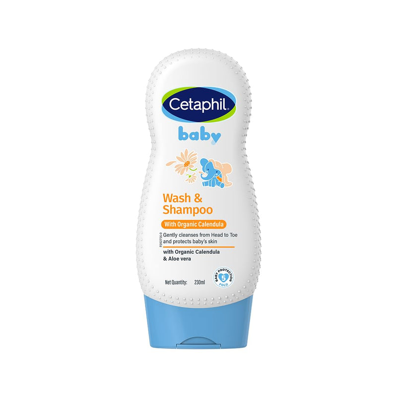 Cetaphil Baby Wash & Shampoo with Organic Calendula 230 ml | Gentle Daily Cleanser for Newborns & Babies | Hypoallergenic, Dermatologist Tested, Paraben-Free - Default Title