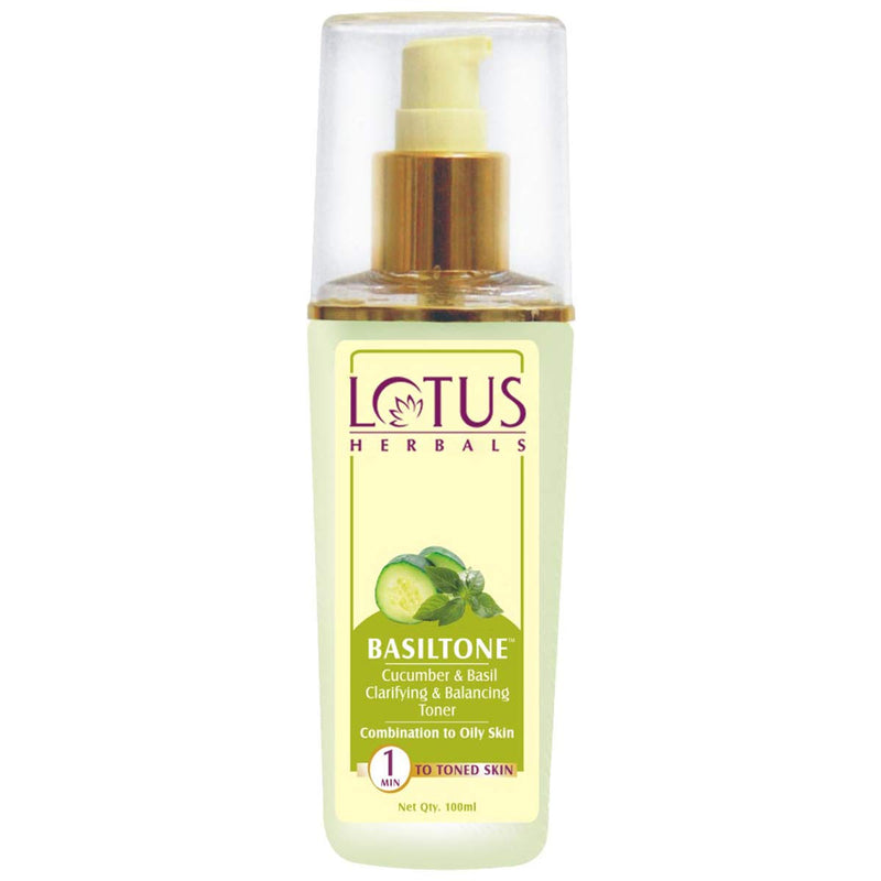 Lotus Herbals Basiltone Clarifying & Balancing Skin Toner Liquid| With Cucumber & Basil oil| For Combination & Oily Skin | 100ml - Default Title