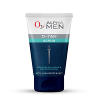 O3+ ALPHA MEN Acno D-TAN Scrub With Hyaluronic & Mint 50g - Detan Scrub for TAN removal | Fights Blackheads & Detoxifies Skin - black