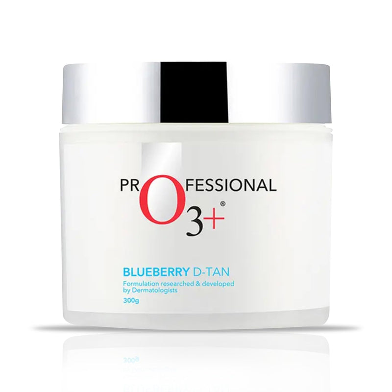O3+ Blueberry D-Tan® with Natural Extracts for Tan Removal & Sun Damage Protection Ideal for Dry Skin (300 g) - blue