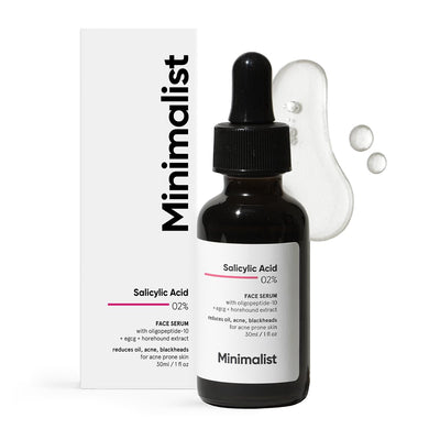 Minimalist 2% Salicylic Acid Serum for Acne & Blackheads | BHA Exfoliating Anti Acne Serum for Pore Cleansing & Oil Control | Pore Tightening Treatment for Oily & Acne-Prone Skin | 30ml - black