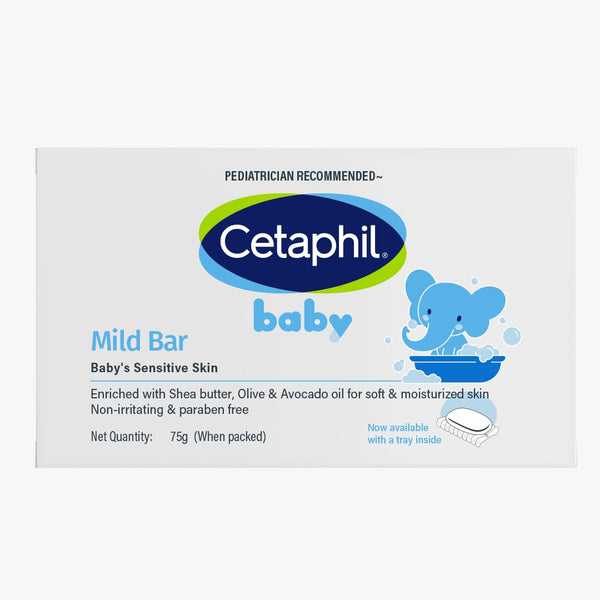 Cetaphil Baby Mild Cleansing Bar for Newborns & Babies 75 gm | With Shea Butter, Avocado Oil & Olive Oil | Gentle, Hypoallergenic, Pediatrician Recommended | Dry & Sensitive Skin - Default Title