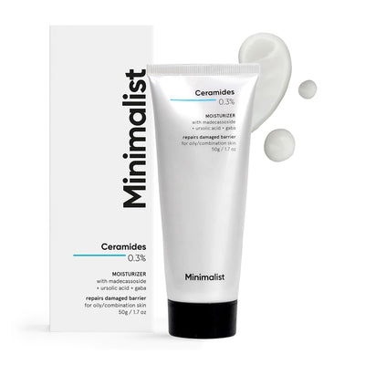 Minimalist 0.3% Ceramide Face Moisturizer For Barrier Repair & Deep Moisturization | Daily Repairing Face Moisturizing Cream | For Oily - Combination Skin | 50g - red