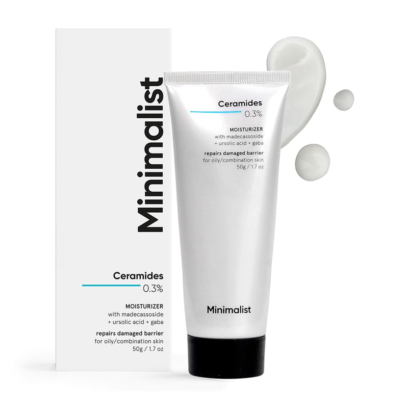 Minimalist 0.3% Ceramide Face Moisturizer For Barrier Repair & Deep Moisturization | Daily Repairing Face Moisturizing Cream | For Oily - Combination Skin | 50g - red