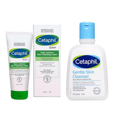 Cetaphil Gentle Skin Cleanser 118 ml and DAM 100g Combo - red