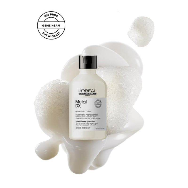 L’Oréal Professionnel Metal DX Anti-Metal Sulfate-Free Cleansing Cream Shampoo - 300ml | Professional Shampoo for Less Breakage, Get Strong & Shiny Hair | With Glicoamine | For Men & Women (Pack of 2) - red