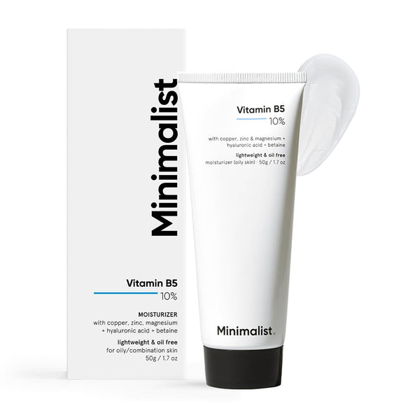 Minimalist Daily Hydration & Sun Protection Combo | SPF 50 PA++++ Cream Sunscreen 50g + 10% Vitamin B5 Oil-Free Gel Moisturizer 50g | For Oily & Acne-Prone Skin image 2