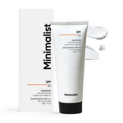 Minimalist Sunscreen SPF 50 PA+++ with Niacinamide & Multi-Vitamins | Clinically Tested in US (In-Vivo) | Lightweight with Multi-Vitamins | No White Cast | Broad Spectrum | Face Sunscreen for Men & Women | 50gm - white