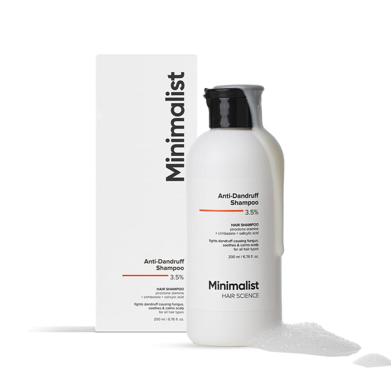 Minimalist Anti-Dandruff Shampoo | Clarifying Shampoo with Salicylic Acid, Climbazole & Piroctone Olamine | Remove Flakes, Soothes Itchy Scalp & Reduces Dandruff | Sulphate-Free | Fragrance-Free | Suitable for All Hair Types | For Women & Men | 200 ml - red