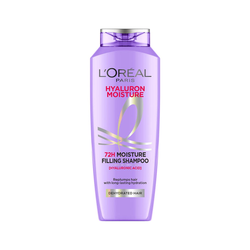 L Oréal Paris Moisture Filling Shampoo, With Hyaluronic Acid, For Dry & Dehydrated Hair, Adds Shine & Bounce, Hyaluron Moisture 72H, 340Ml. - red