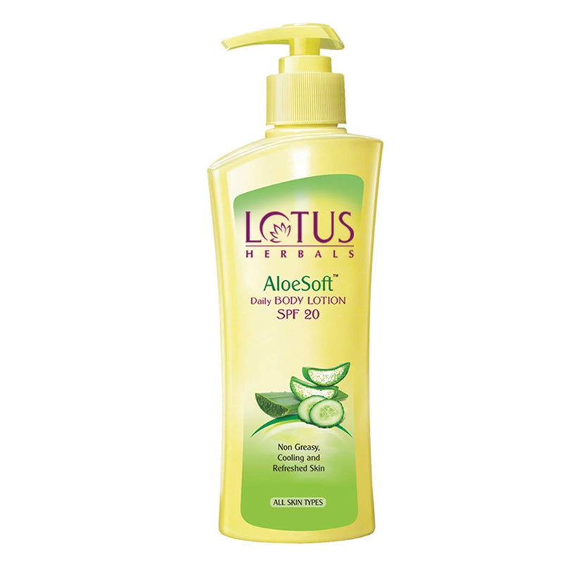 Lotus Herbals Aloesoft Daily Body Lotion | Non Greasy | Cools and Refreshes Skin | SPF 20 | For All Skin Types | 250ml - Default Title