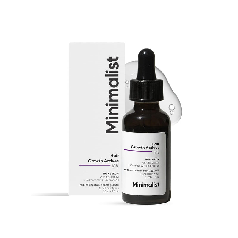 Minimalist Hair Growth Serum With 3% Redensyl, 3% Anagain, 3% Procapil, 5% Capixyl & 4% Baicapil 18% Hair Growth Actives | For Hair Fall Control | For Men & Women | 30 ml - red