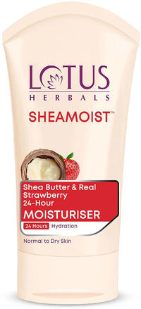 Lotus Herbals Sheamoist Shea Butter And Real Strawberry 24 Hour Moisturiser, 100G