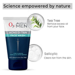 O3+ ALPHA MEN Acno D-TAN Face Wash with Tea Tree 100g for Oily Skin | Detan Face Wash for TAN Removal | Removes Acne and Dirt image 3 — view 3